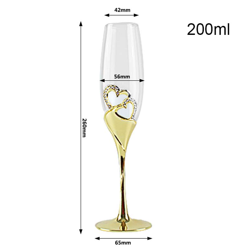 2 er - Set Hochzeit Champagner Gläser aus Gold-Kristall