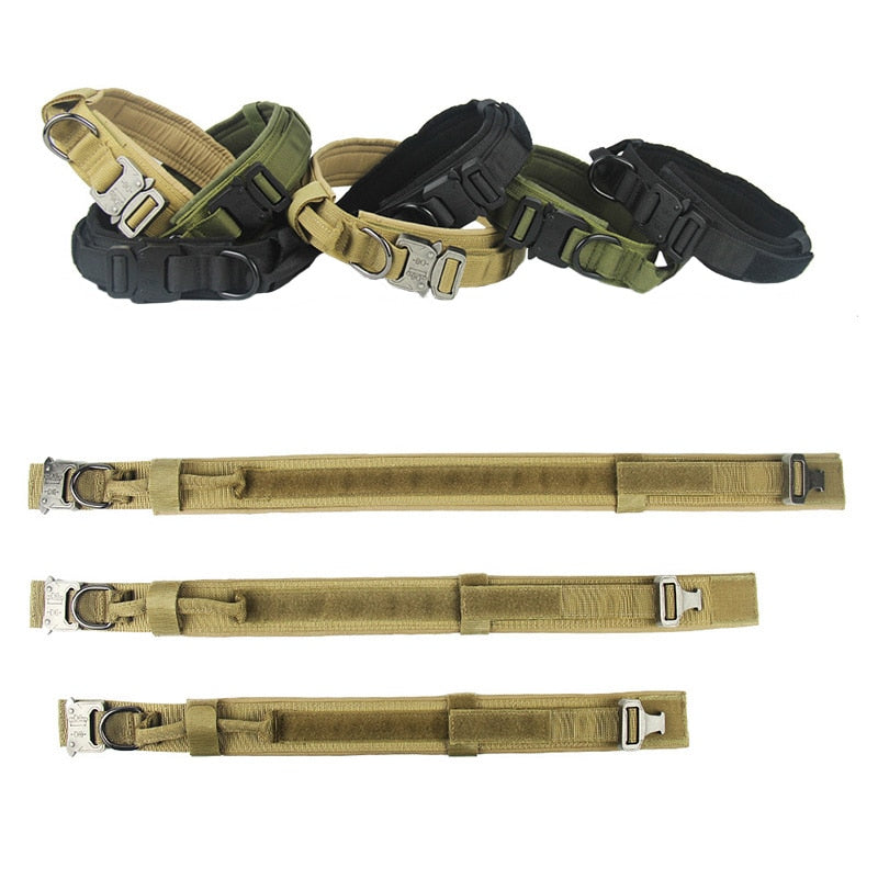 Hundehalsband mit Hundemarke Nylon, verstellbar, militärisch, taktisch, großes Hundehalsband mit Griff, Training, Laufen, Hundehalsband, personalisierbar