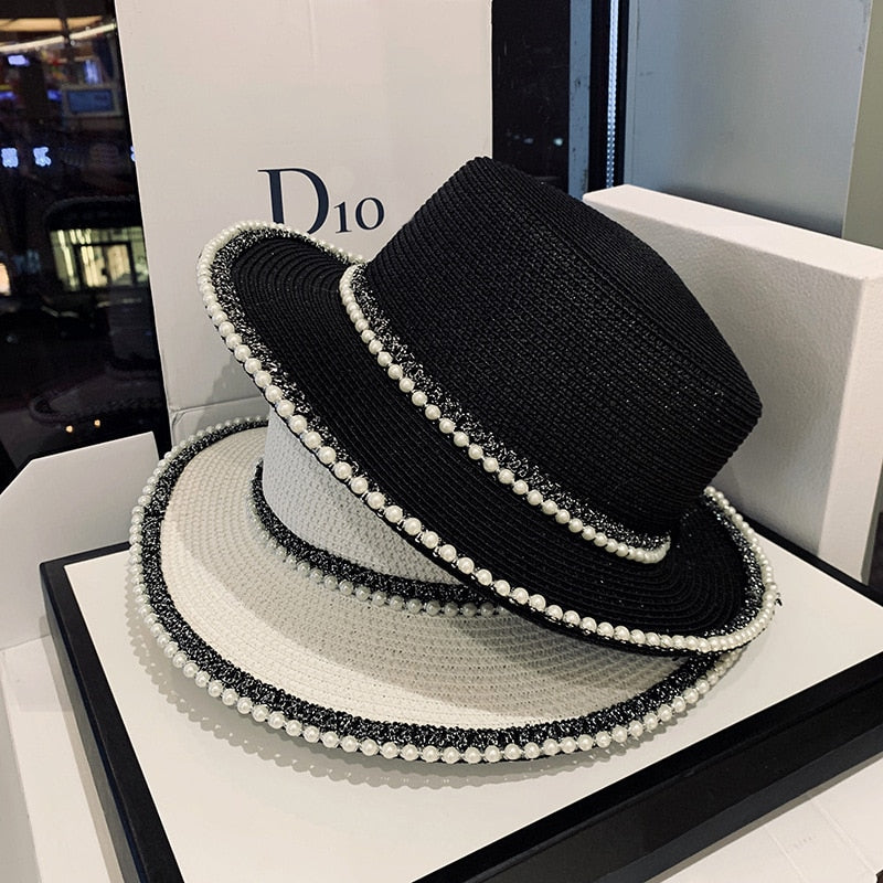 Hüte Pailletten Hütte für Damen, Damen Casual Panama Sonnenhut
