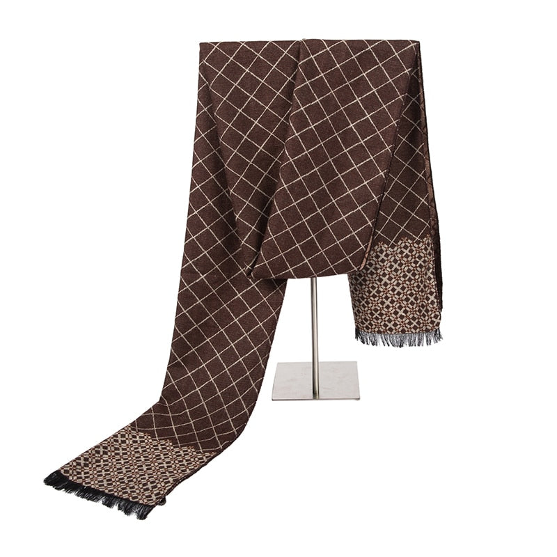 Herbst/Winter Herren Grau gestreifte Business Schals, Kaschmirschal für Gentleman
