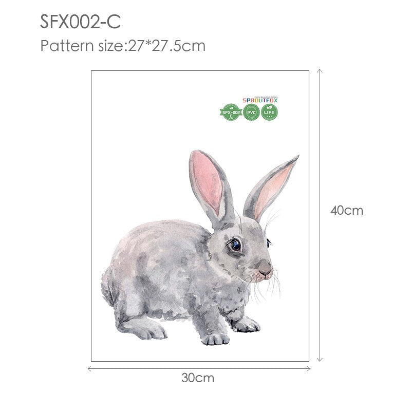30*40cm Wandaufkleber Home Decor Wohnzimmer Zwei niedliche Kaninchen Abnehmbare Home Wohnzimmer Dekoration Wandbild Hase Aufkleber