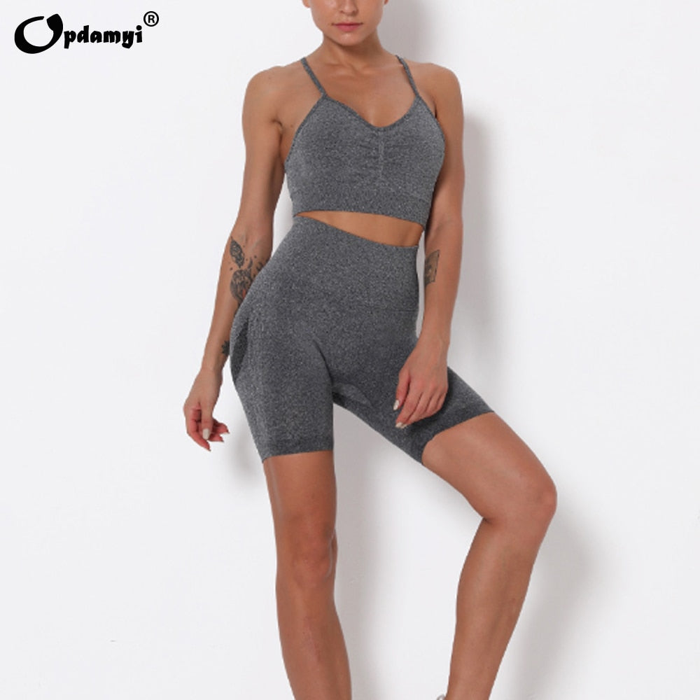 Frauen Nahtlose Yoga Set Sport-BH, Hohe Taille Leggings Fitness Sets