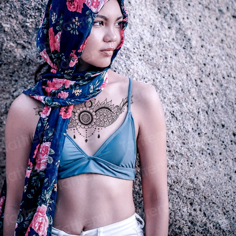 temporäre mode Tattoos-Schmuck, Körperaufkleber für Ägypten arabisch indische Sexy Tattoos-Muster
