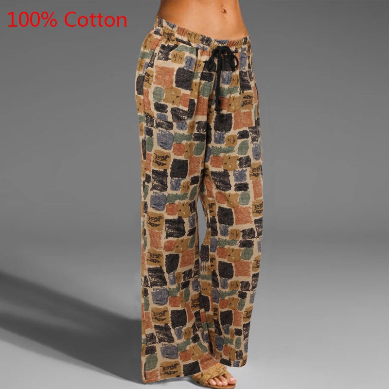 Celmia Vintage Damen Breite Bein Hose 2023, Sommer Palazzo Mode lange Hosen