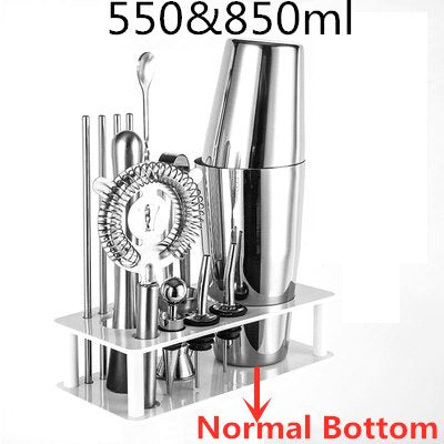 Cocktail-Shaker-Bar-Set Kunststoff- und Holzhalter, Edelstahl verkupferter Cocktail-Shaker