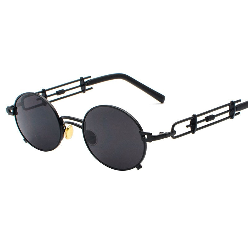 Retro Metall Runde Sonnenbrille für Männer & Frauen, Schwarz Rot Klare Linse mit UV400