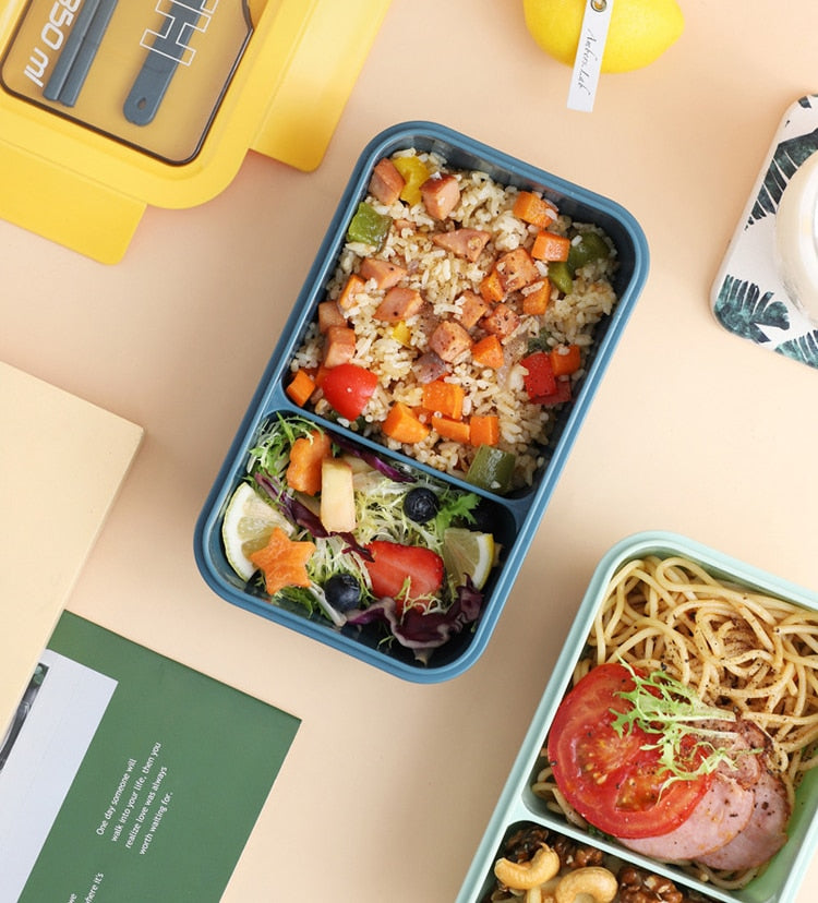 850 ml/1100 ml tragbare Lunchbox Lebensmittelbehälter Mikrowelle geeignet, Bento-Boxen Lunchbox mit Besteck-Sets