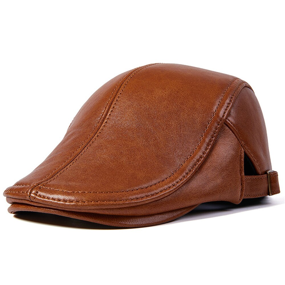 Herren Echtleder Baskenmütze, Herbst / Winter Männlich Braun Verstellbare Hochwertige Gatsby Baskenmütze Caps