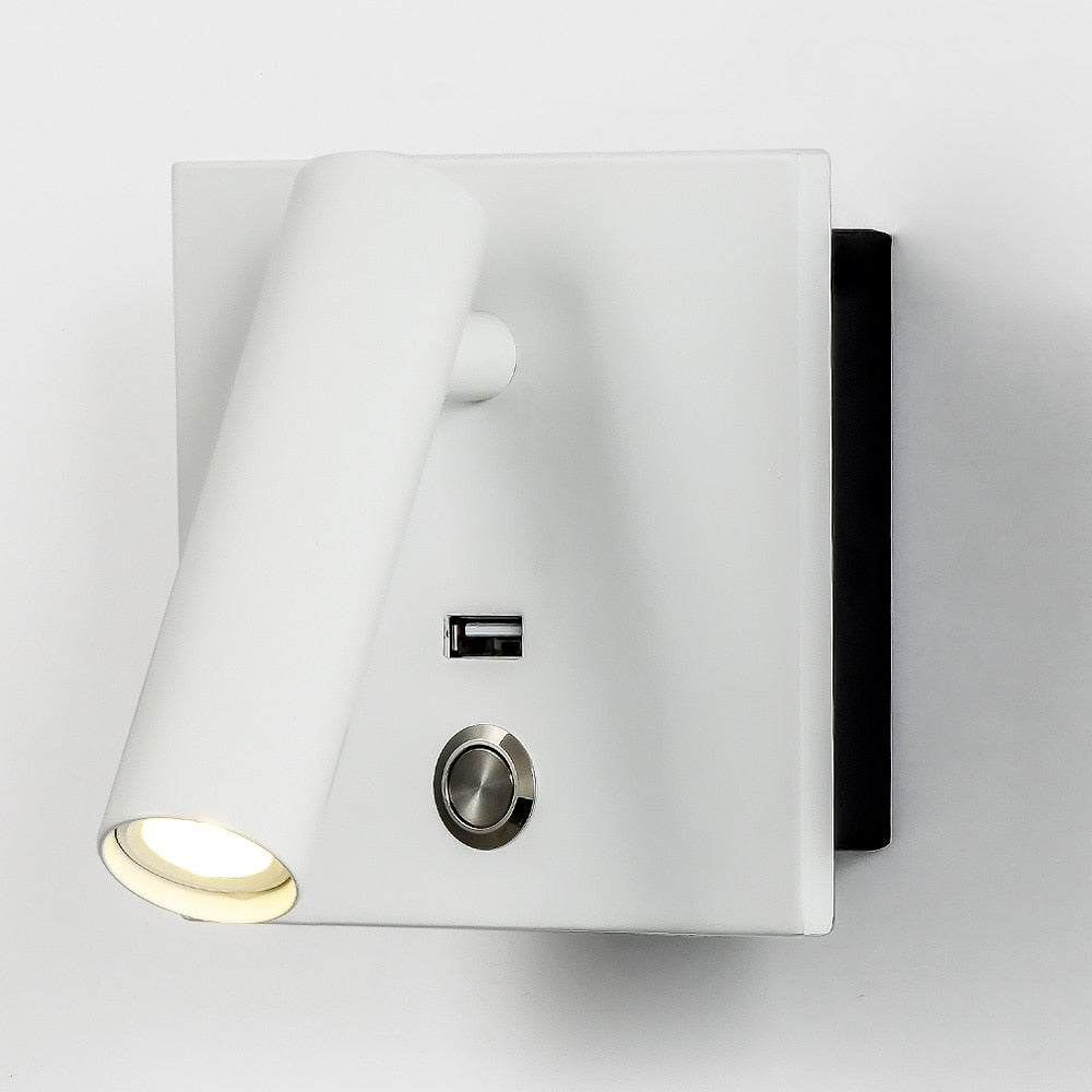 Moderne Bettlampe Innenwandlampe mit USB-Aufladung, Dekoration für Schlafzimmer, Lesebeleuchtung Hotelkopfteil 3W LED-Wandleuchte