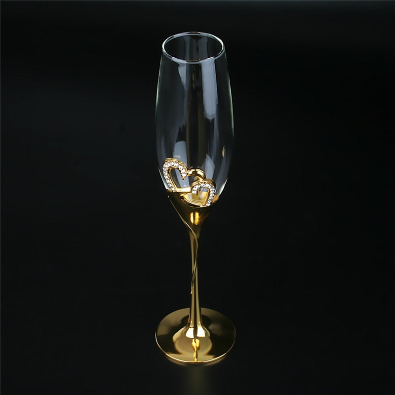 2 er - Set Hochzeit Champagner Gläser aus Gold-Kristall