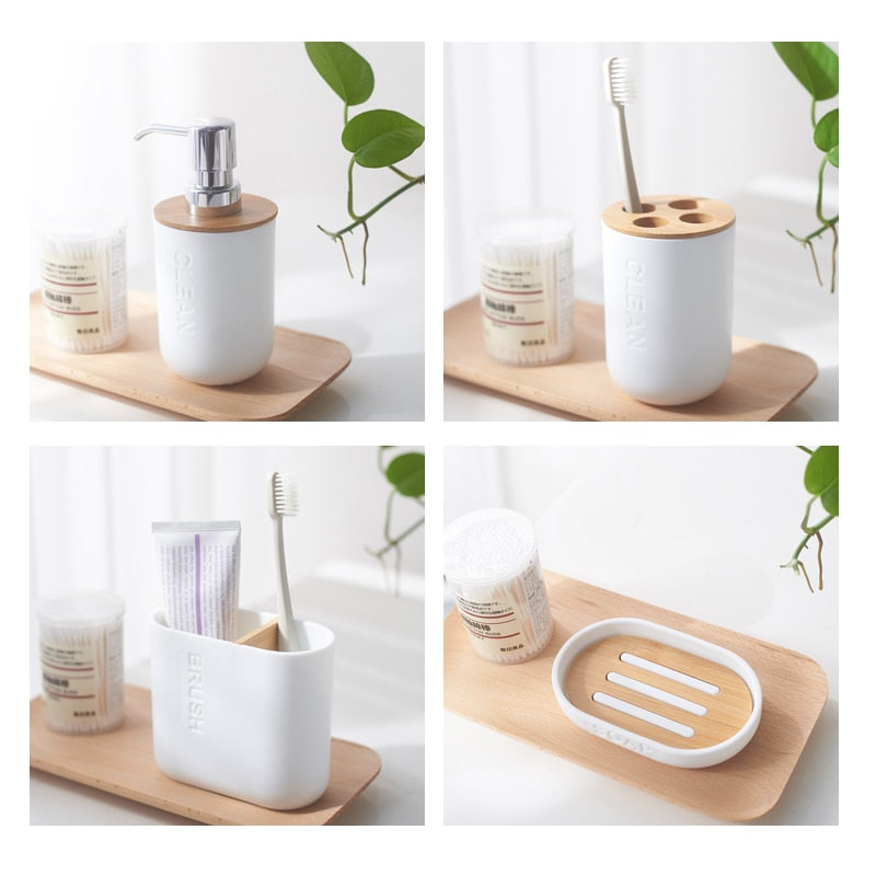 6-teiliges Bambus-Badezimmer-Set
