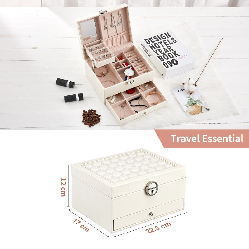 Casegrace Multi-Layer Jewelry Box Organizer, Samt-Aufbewahrungsbox für Uhren, Ohrringe & Halsketten