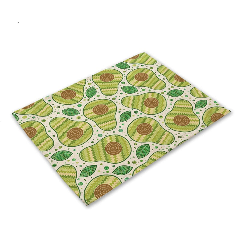 Tropische Avocadomuster Küchentischset aus Baumwolle