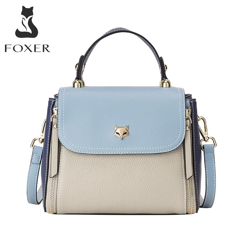Foxer Lederhandtaschen für Frauen, Echtes Leder Damen Top-Griff Taschen mit Verstellbarem Schultergurt