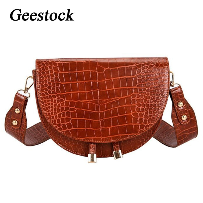 Damen Halbe Runde Schulter Tasche, Umhängetasche aus Krokodil Muster