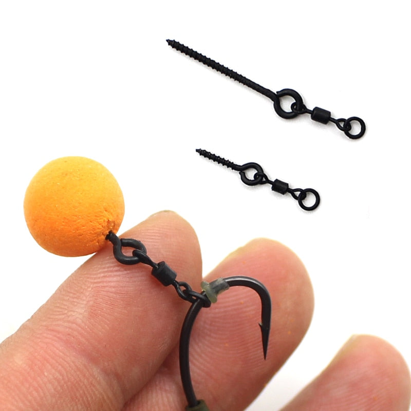 10PCS Boilie-Schraube mit Mirco-Ringwirbel für Ronnie Rig, D-Rig und Chod Rig, Terminal Tackle Köderhalter