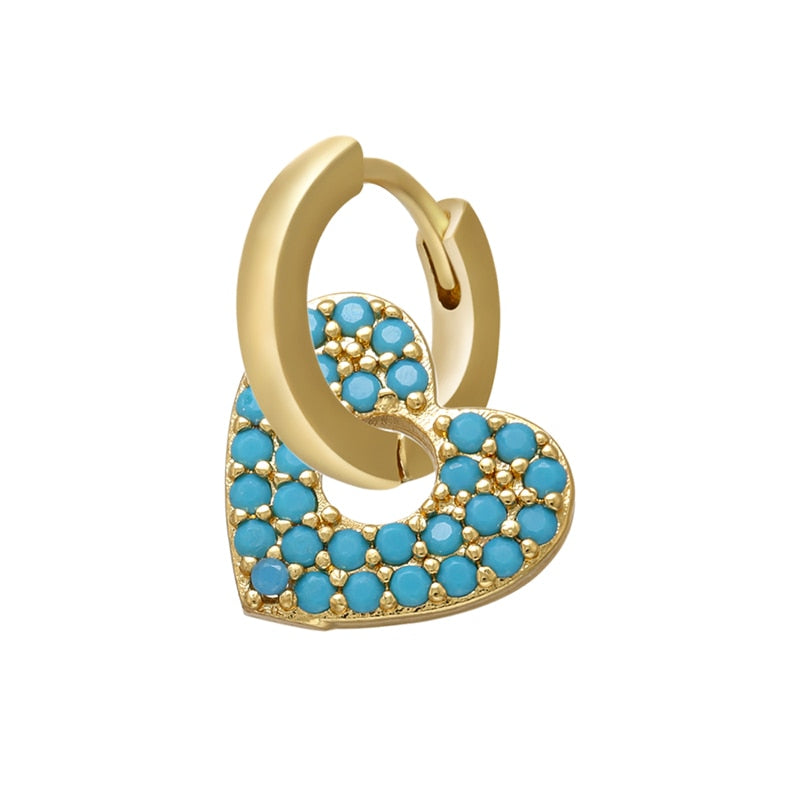 1 stück CZ kristall kleine creolen Exquisite Gold Farbe Stern-Herz, nette Damen Ohrringe für Geschenke
