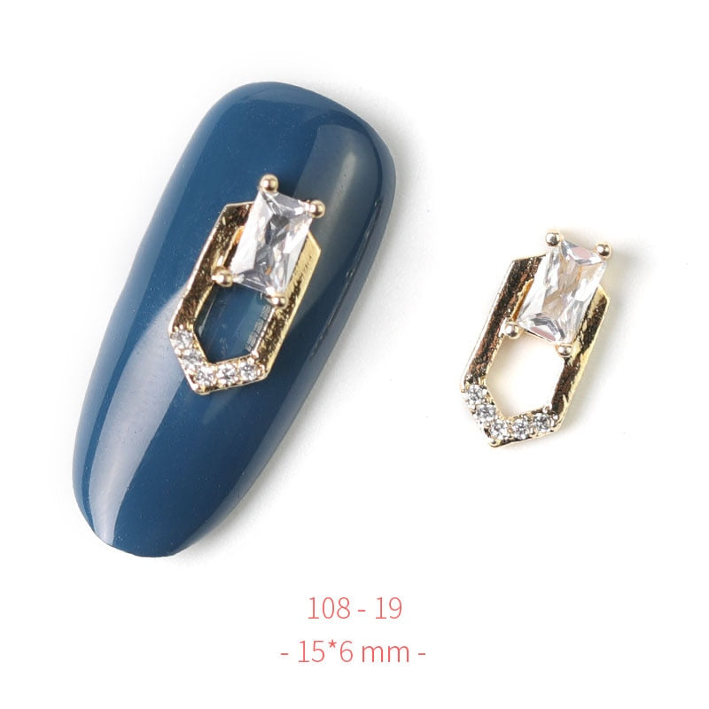 HNUIX 2Pieces 3D Metal Nail art Jewelry Japanese Nail Decorations Top Quality Crystal Manicure Zircon Diamond Charms Pendants