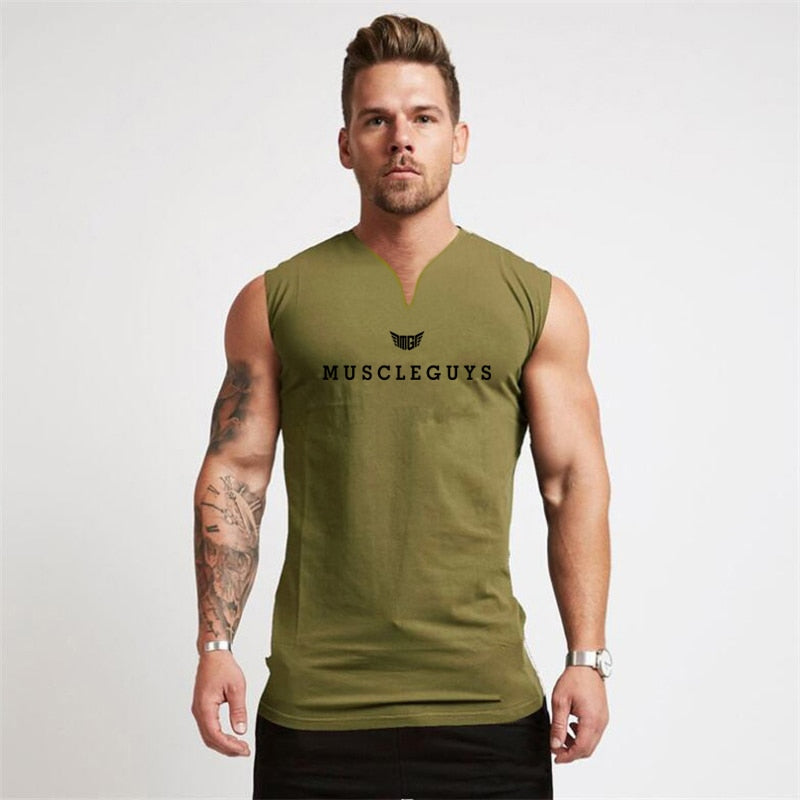 Kompression ärmelloses Herren Tanktop Trainingsweste mit V-Ausschnitt