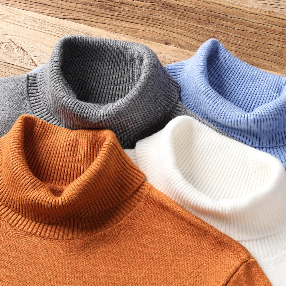 Herbst-Winter-Männer Warmer Rollkragenpullover, hochwertige Mode, lässig, bequem, dicker Pullover, männliche Marke