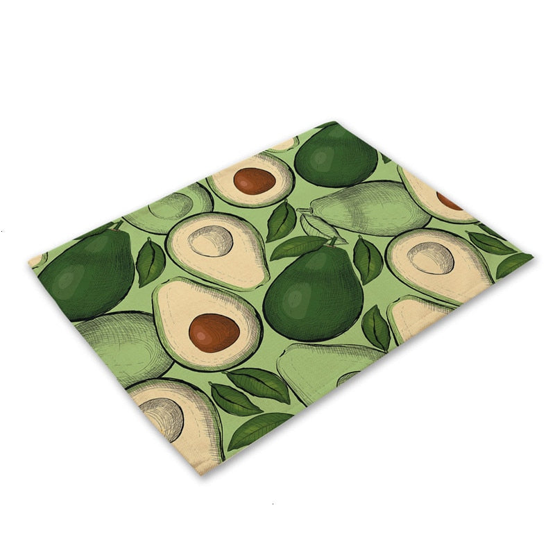 Tropische Avocadomuster Küchentischset aus Baumwolle