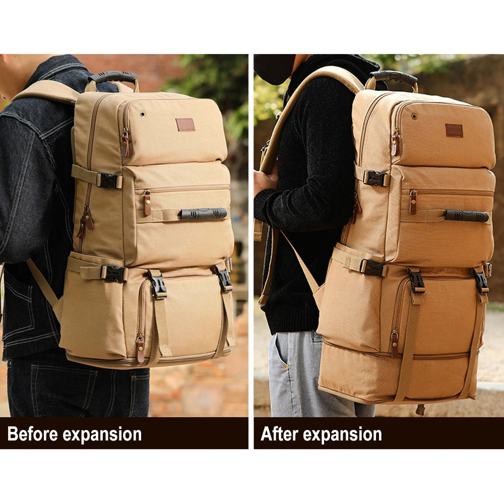 Herren Reise Pack Tasche 80L Rücksack mit großer Kapazität Multifunktions-Segeltuch-Gepäck