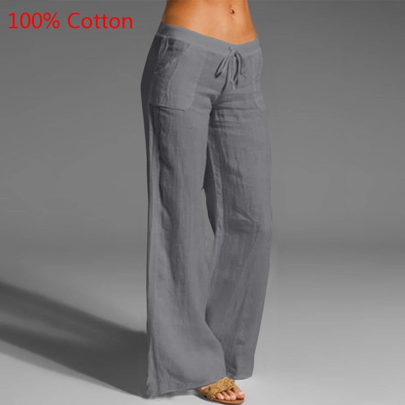 Celmia Vintage Damen Breite Bein Hose 2023, Sommer Palazzo Mode lange Hosen
