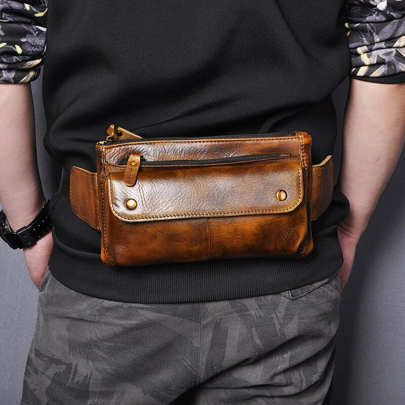 Rindsleder Gürteltasche, Brust Sling Bag Design