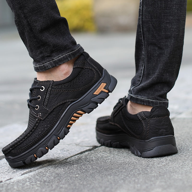 Herren Sommer Rindsleder Schuhe, Echtes Leder für Outdoor Größe 38-48