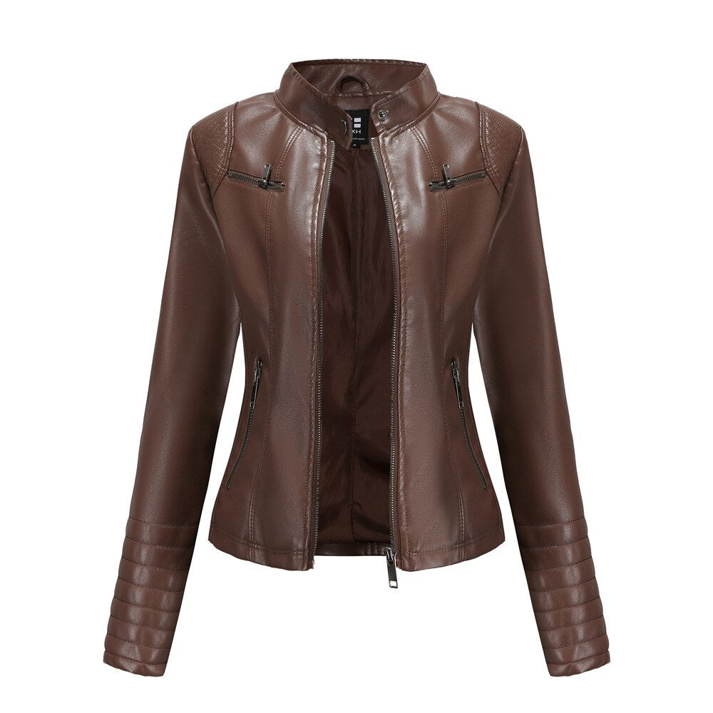 Damen langarm Lederjacke, Motorrad-jacke