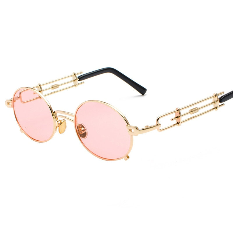 Retro Metall Runde Sonnenbrille für Männer & Frauen, Schwarz Rot Klare Linse mit UV400