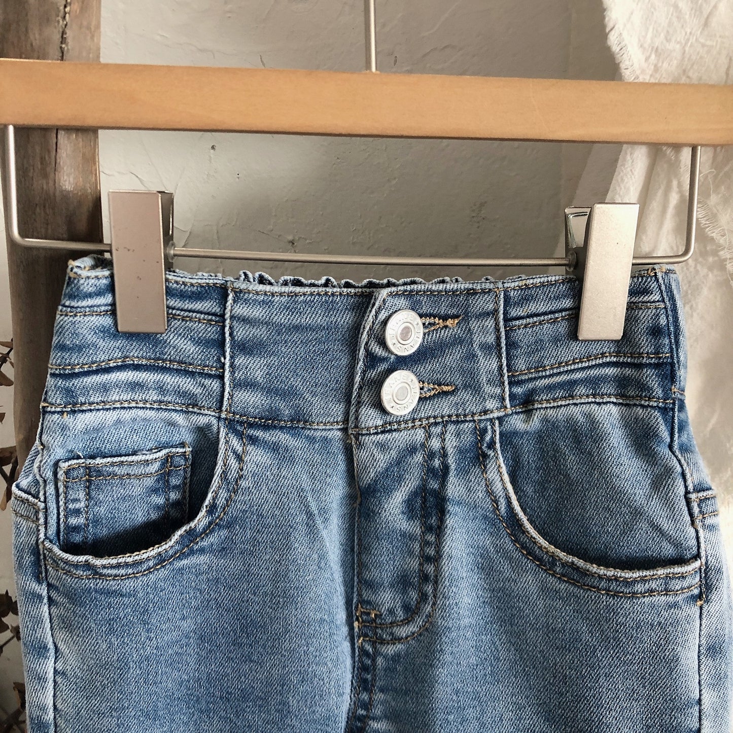 Mädchen Hohe Taille Ausgestellte Leggins-Jeans, Einfarbig