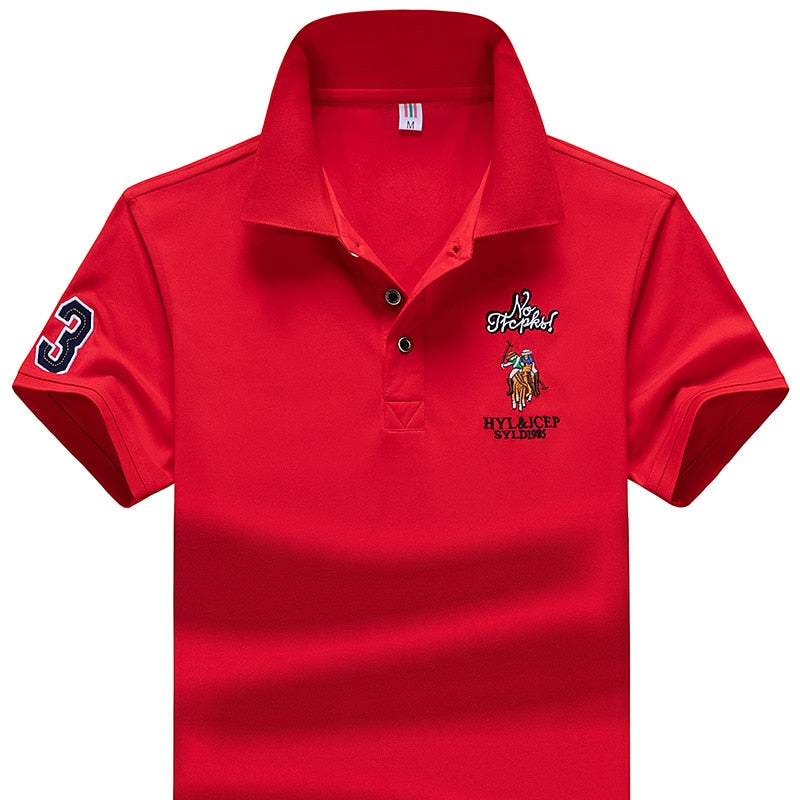 Gesticktes Herren-Business-Casual-Poloshirt M-4XL, Kurzarm-Poloshirt Kunstfaser