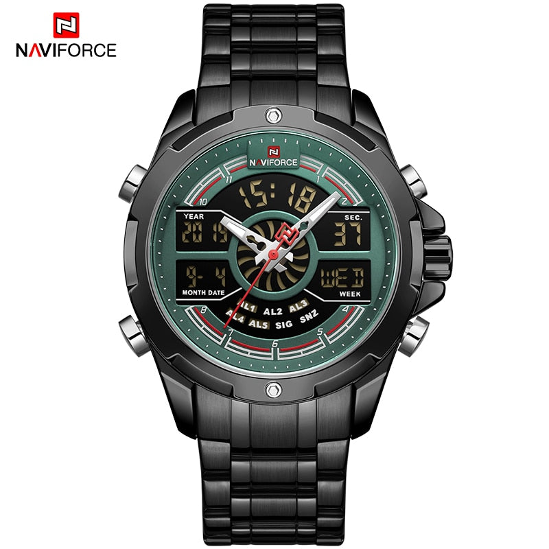 Quarz Militär Digitaluhruhr für Herren, LED Top Golduhr, Voll Stahl Armbanduhr