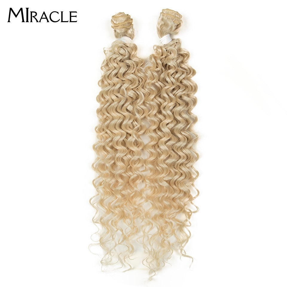 Afro Kinky Curly Hair Wave Synthetisches Haar Hitzebeständig Deep Wave Hair Bundles Extensions Braun 2Pcs / Lot 26Inch
