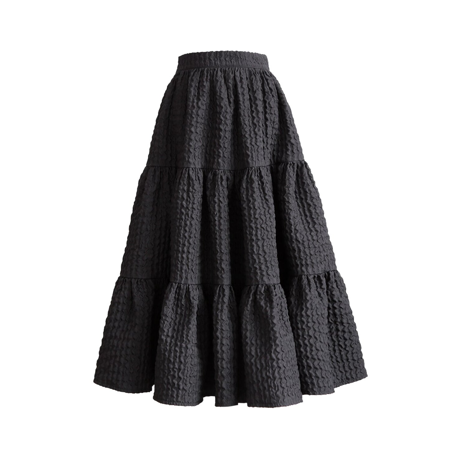 2023 Damen schwarzer Lange Pendel Rock, Hohe Qualität Jacquard Material