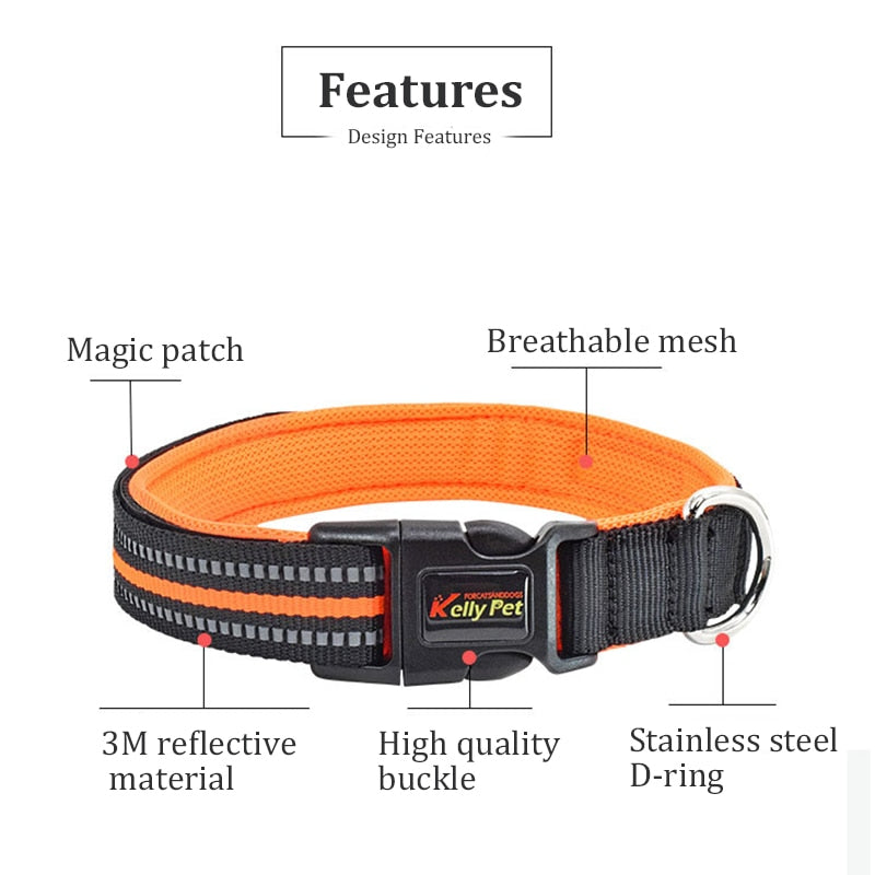 Atmungsaktives Mesh-Nylon-Hundehalsband Reflektierende Hundehalsbänder für kleine, mittelgroße und große Hundetrainingshalsketten für Hundezubehör