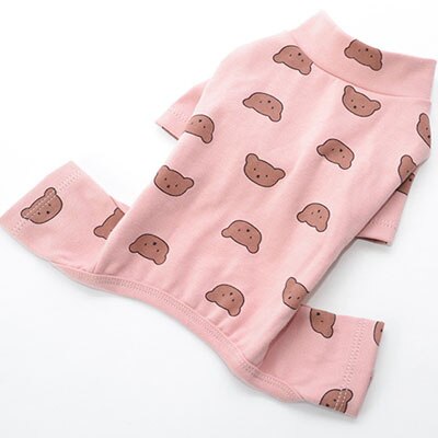 Baumwolle Haustierkleidung Bärenmuster Hundepyjamas, Overall 4 Beine Mantel, O-Ausschnitt