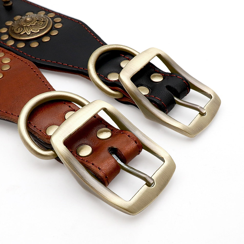 Cooles Haustier-Hundehalsband aus Leder, verstellbares, mit Spikes besetztes Halsband für große Hunde, für mittelgroße Hunde, Pitbull Correa Perro