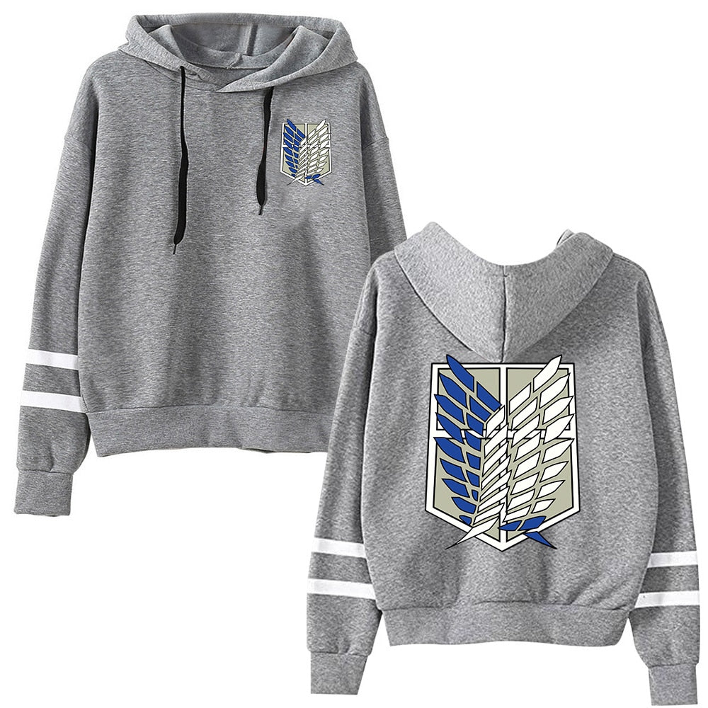 Attack on Titan Langärmliges gestreiftes Kapuzen-Sweatshirt Pullover