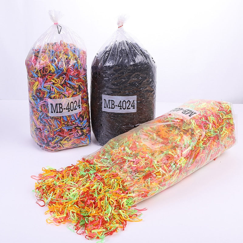 500Pcs/Pack bunte kleine Einweg-Haarbänder elastisches Gummiband Pferdeschwanzhalter, Haarschmuck für Mädchen