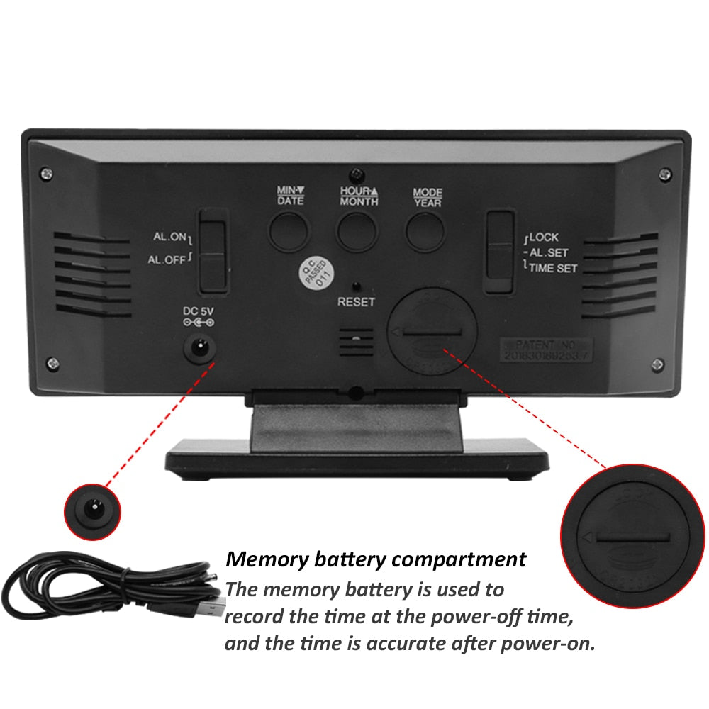 Digitaler Wecker LED-Spiegeluhr Großes LCD-Display
