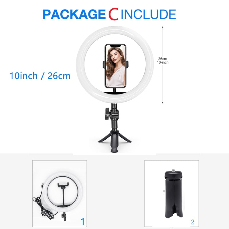 Desktop-LED-Ringlicht, dimmbar, Telefon, Videoaufnahme, rundes Fülllicht für Youtube, Tik Tok, Videofotografie, Beleuchtung, Ringlicht