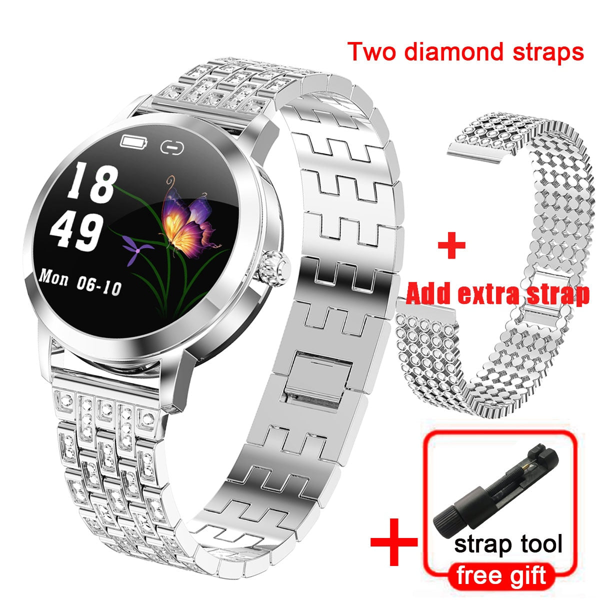 Fitness Smart Watch für Frauen, IP68 Wasserdichte Luxus Sportuhr, Verbindung mit Xiaomi Android IOS