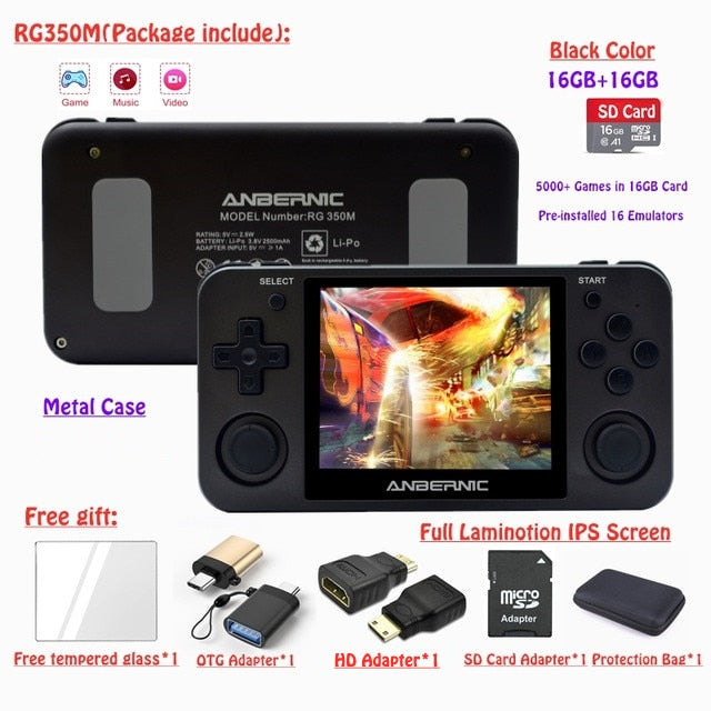 Full View 3.5" IPS Bildschirm Linux OS RG350M Retro Game Console Metal Shell PS1 Arcade Emulator RG350 Gaming Player HDMI-kompatibel