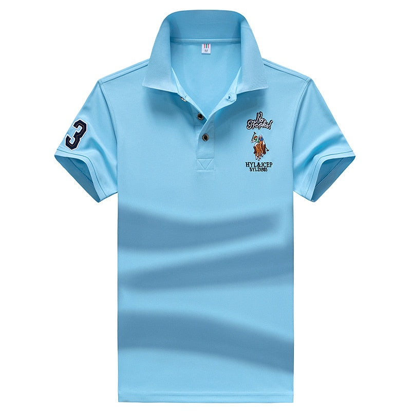 Gesticktes Herren-Business-Casual-Poloshirt M-4XL, Kurzarm-Poloshirt Kunstfaser