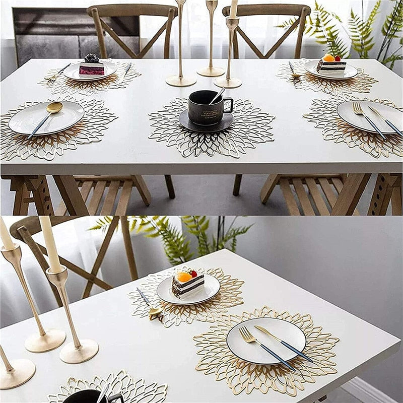 PVC-Tischset für Esstisch, 4/6/8PCS für Esstisch, hohle Unterlage