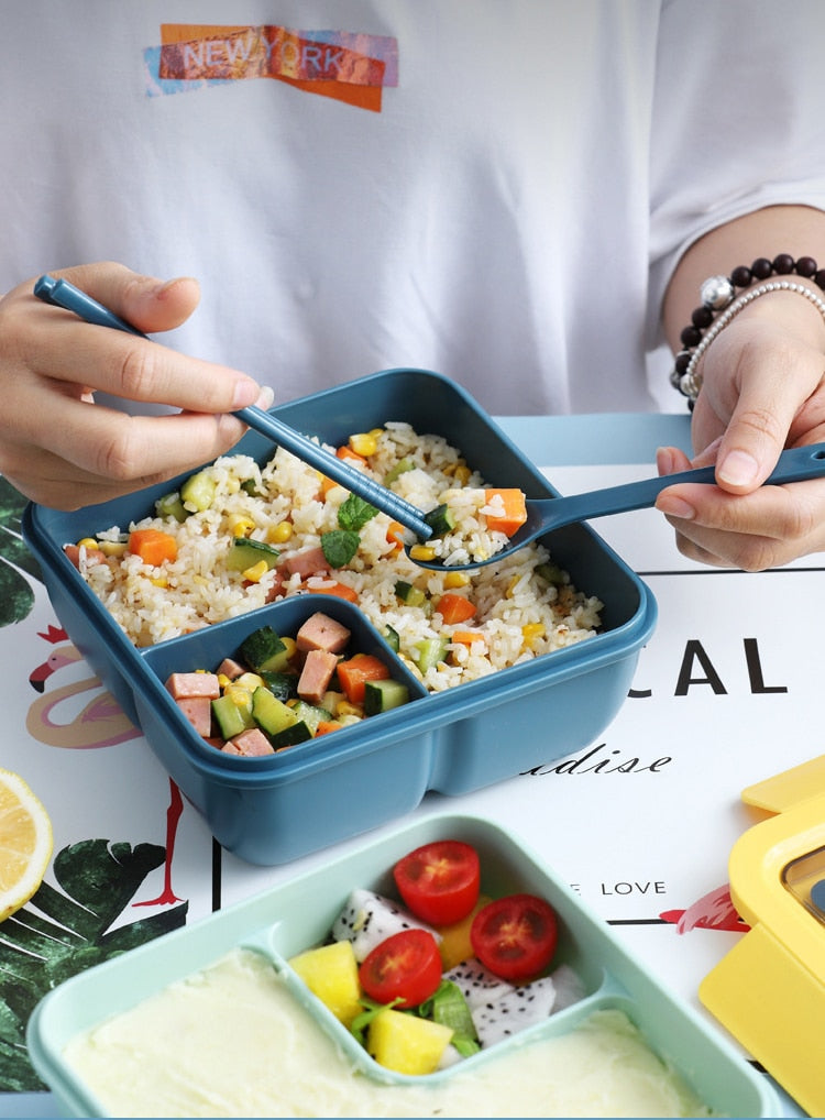 850 ml/1100 ml tragbare Lunchbox Lebensmittelbehälter Mikrowelle geeignet, Bento-Boxen Lunchbox mit Besteck-Sets