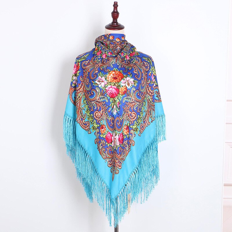 130 * 130cm Damen Traditioneller Schal, Baumwollethnische Art