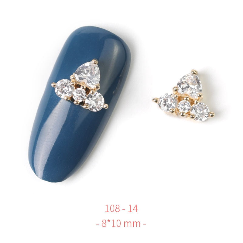 HNUIX 2Pieces 3D Metal Nail art Jewelry Japanese Nail Decorations Top Quality Crystal Manicure Zircon Diamond Charms Pendants